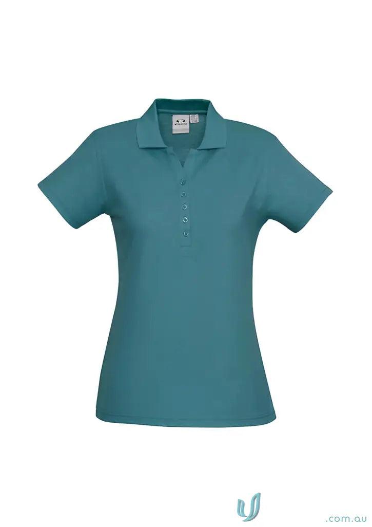 Ladies Talon Short teal polo shirt from Krue Polo, perfect for workwear game