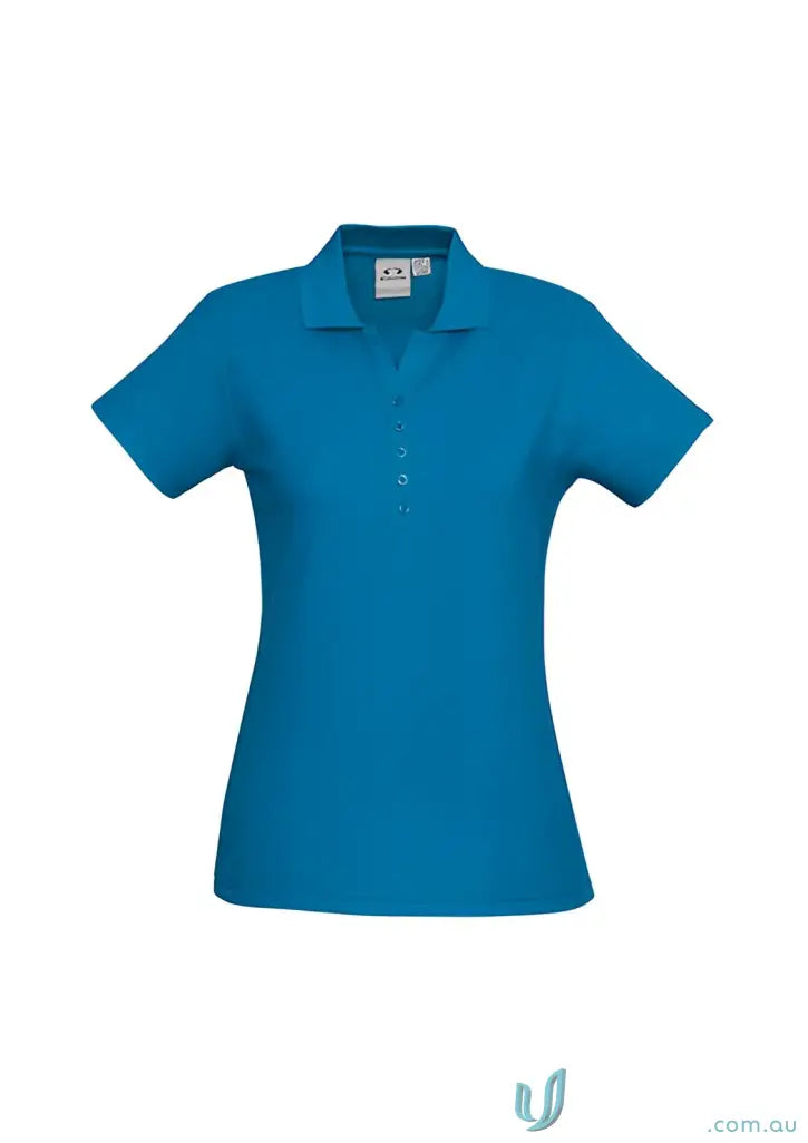 Bright blue Ladies Talon Short polo shirt from Krue for a stylish workwear game