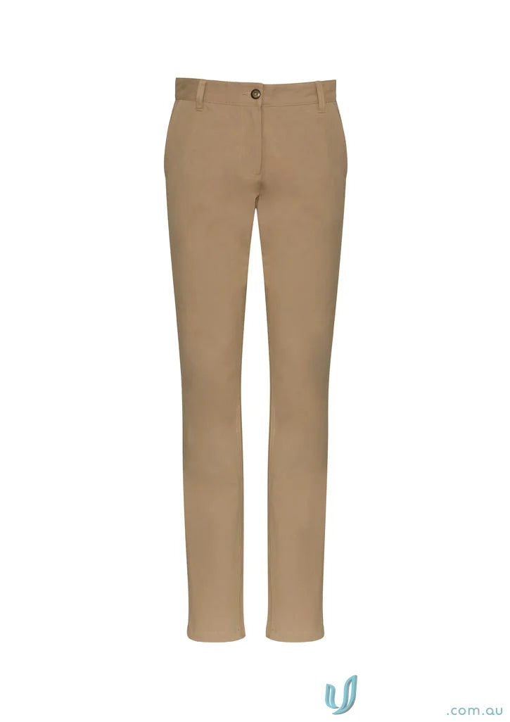 Tan-colored Ladies Lawson Chino Pants from Biz Collection with elastane stretch fabric