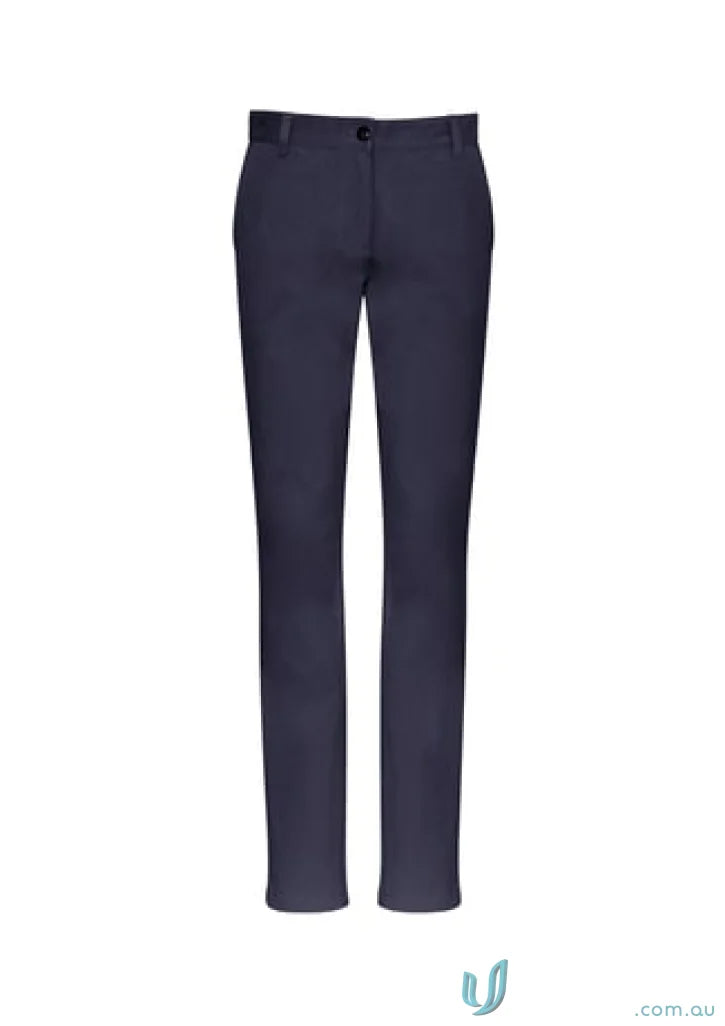 Ladies Lawson Chino Pants in navy blue with elastane stretch fabric from Biz Collection