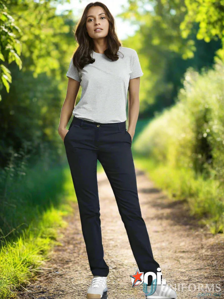 Ladies Lawson Chino Pants in navy blue with elastane stretch fabric for a comfy fit