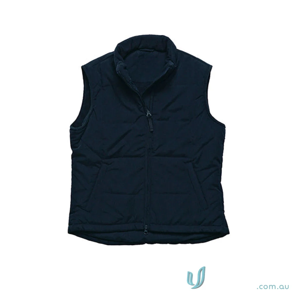 Dark blue Ladies Legacy Vest with high collar and front zipper for women