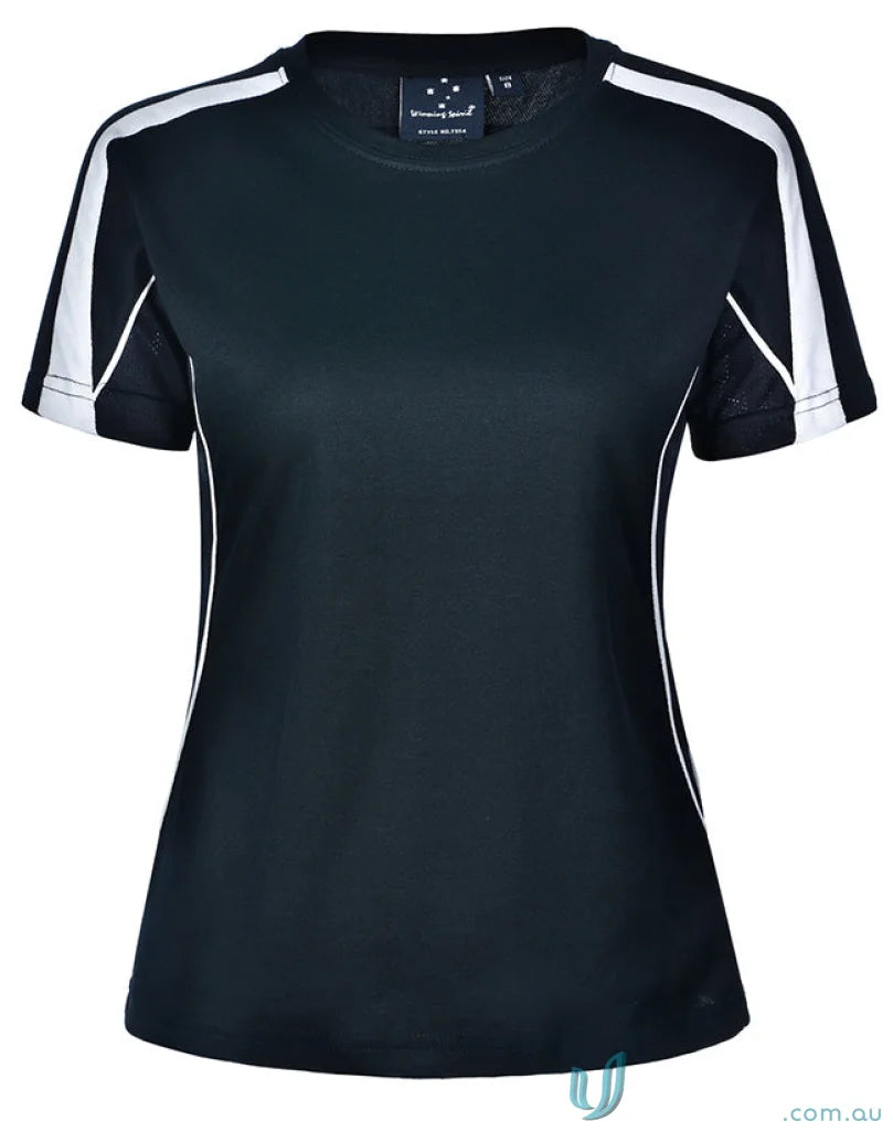 Black and white Ladies Legend Tee shirt for athletic uniforms and casual wear
