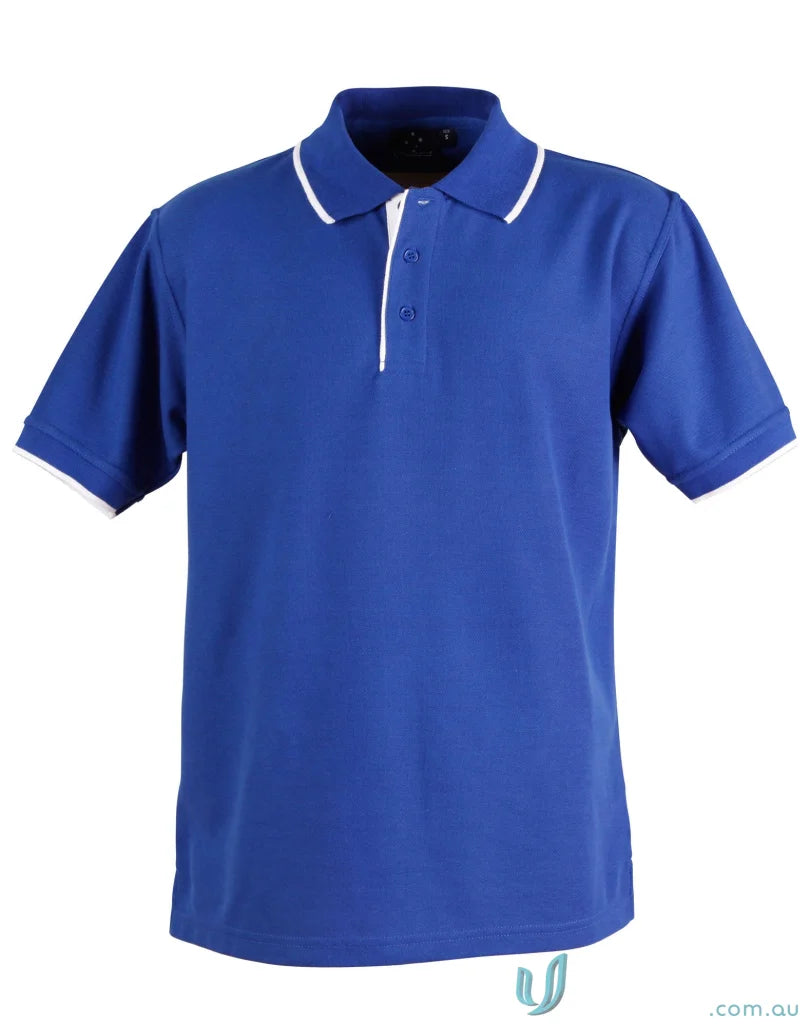 Blue polo shirt with white trim from Winning Spirit Ladies Liberty Pique Polo collection