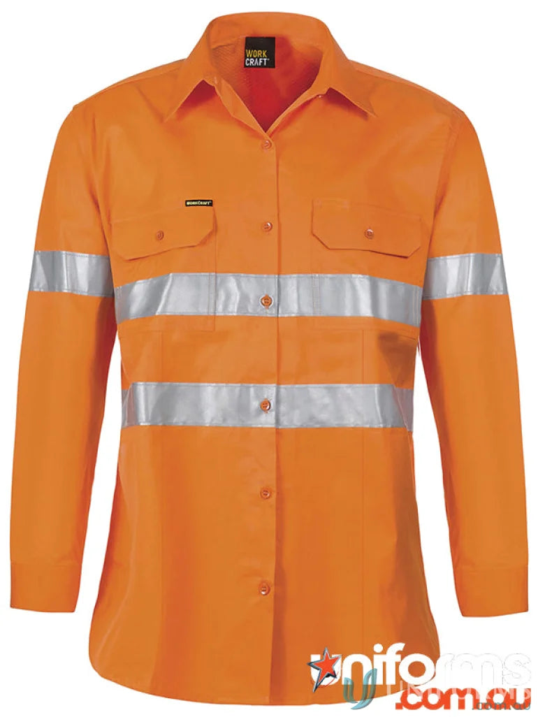 Orange ladies light weight hi vis shirt CSR with CSR tape for visibility