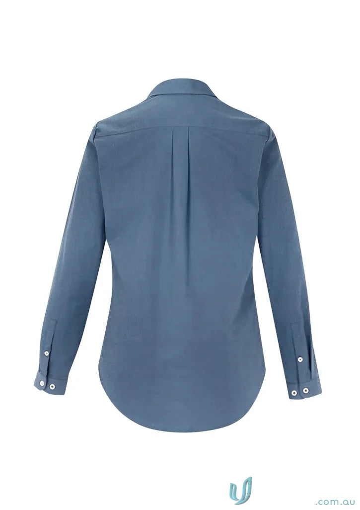 Ladies Memphis LS Shirt in blue from the Memphis BIZ Collection, pre-shrunk oxford weave