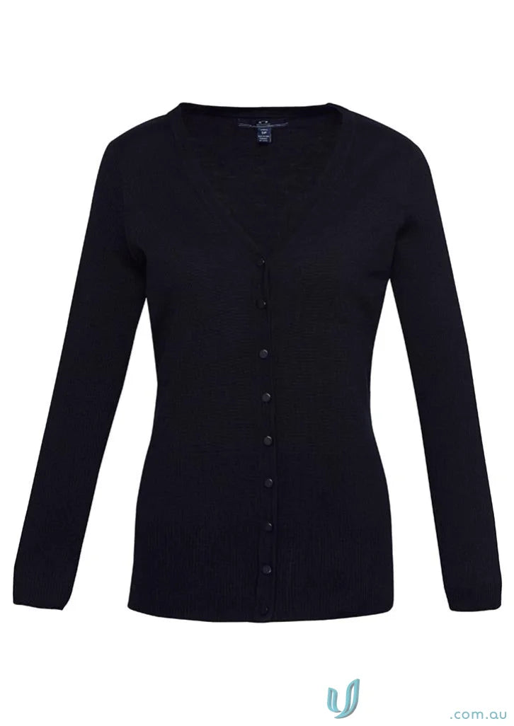 Black button-down Milano knit cardigan from the Ladies Milano collection