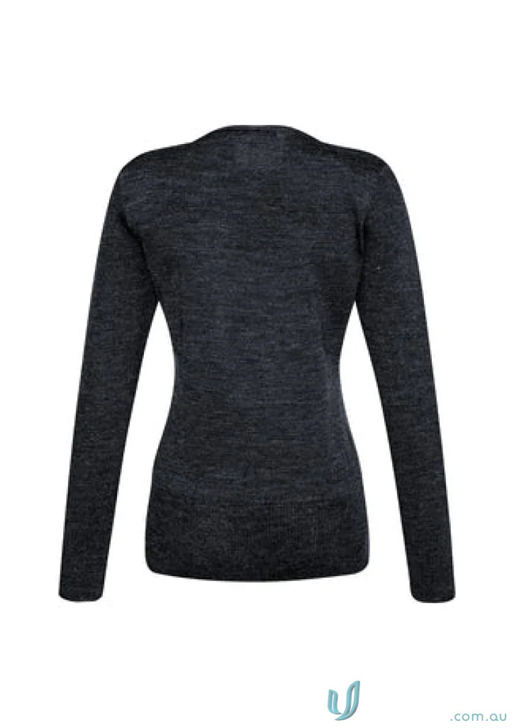 Dark gray ladies Milano knit jumper made from soft merino wool for cozy style