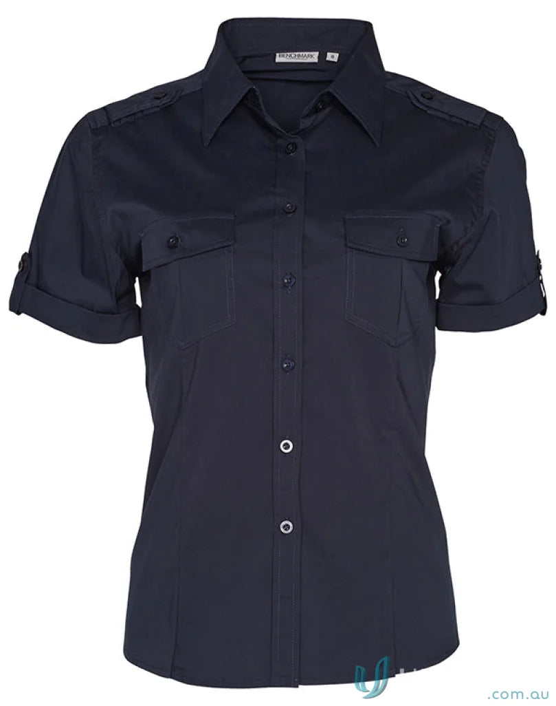 Ladies Military SS Shirt Navy blue military shirt for women with a winning spirit style