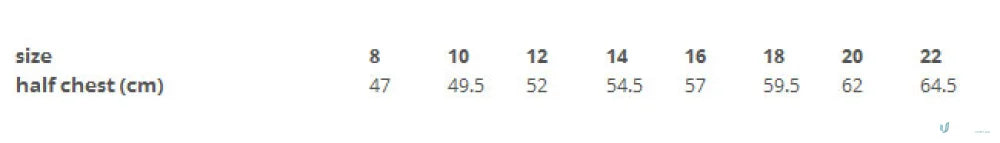 Clothing size chart for Ladies Miller Gingham Check Shirt, perfect for uniforms or workwear