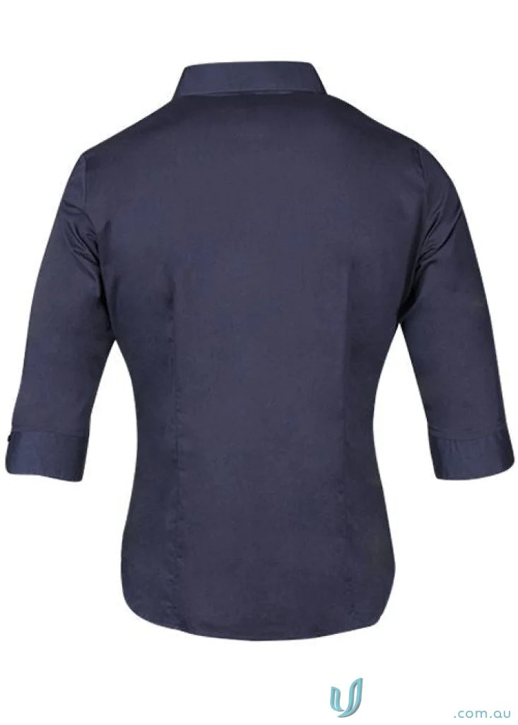 Ladies Mosman Navy Blue 3Quarter Sleeve Shirt, perfect for workwear or uniforms