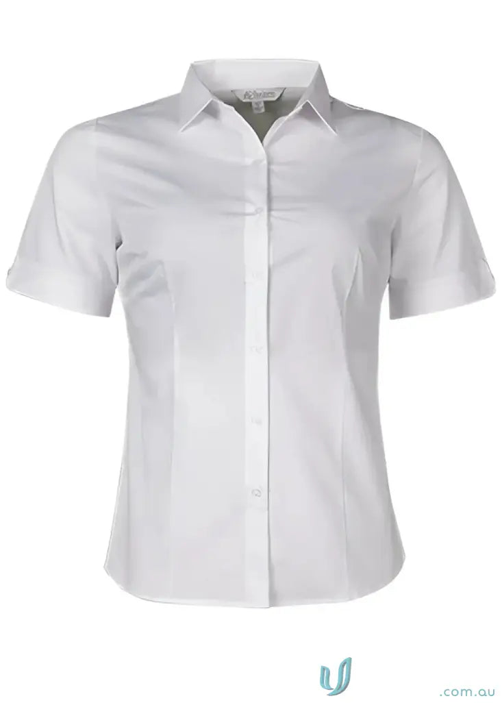 White short-sleeved button-down Mosman shirt perfect for uniforms and workwear