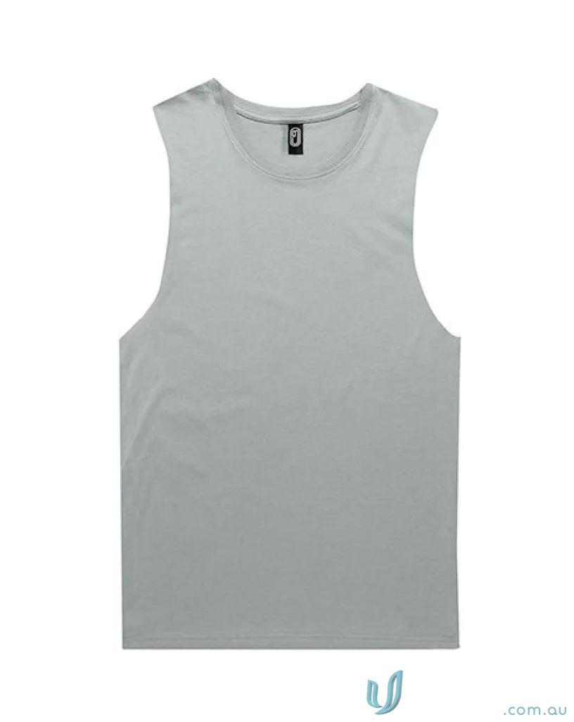 Light grey Ladies Muscle Tank with sleeveless design, perfect for measuring size and length