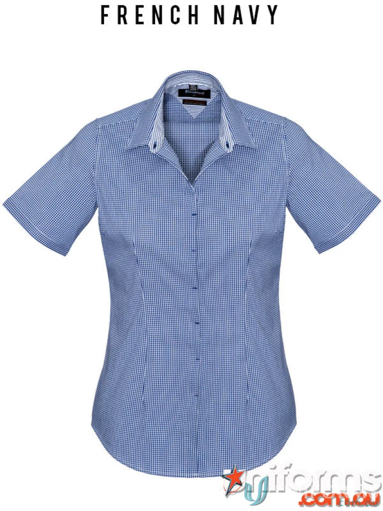 Women’s Newport short sleeve shirt in blue and white checks for all-day comfort