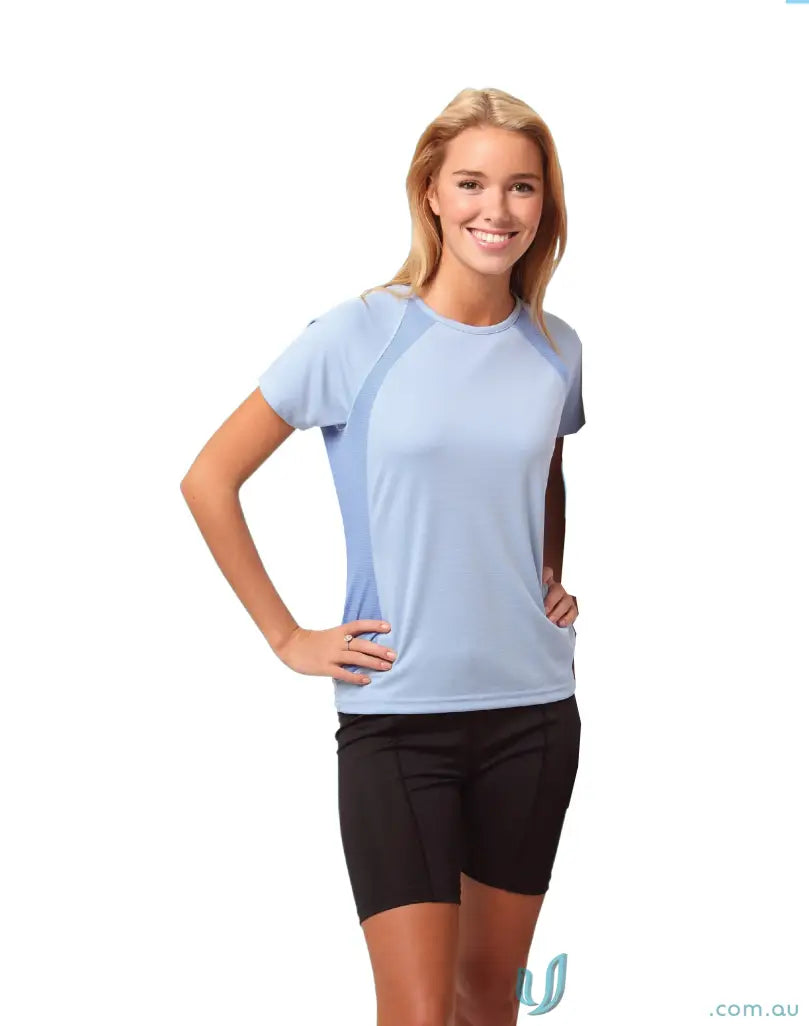 Light blue athletic sprint tee from Sprint Ladies CoolDry® collection, perfect for uniforms or workwear