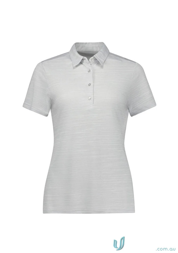 Light gray ladies orbit polo made from certified recycled polyester in Biz Collection Ladies