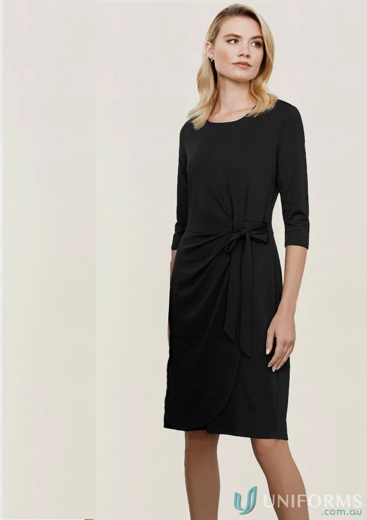 Black tie-waist dress from Ladies Paris Dress in the Biz Collection Women’s collection