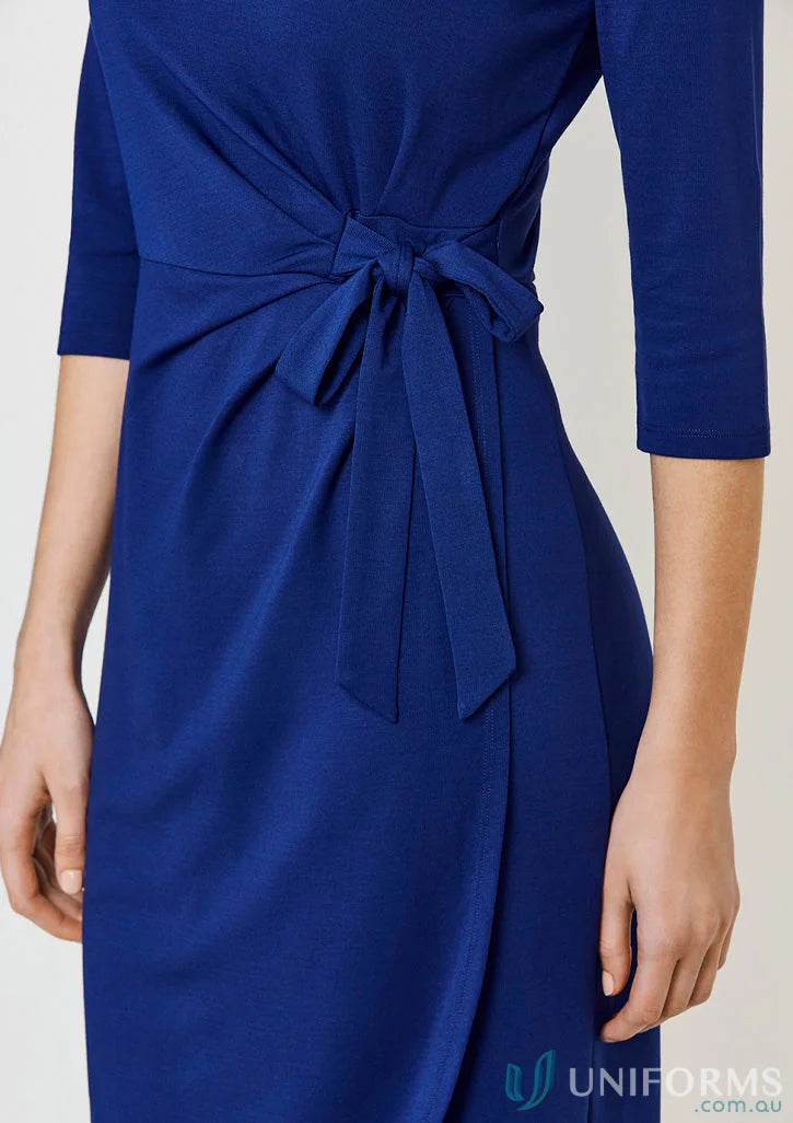 Blue wrap Paris dress with tie from Biz Collection Women’s women’s Paris dress