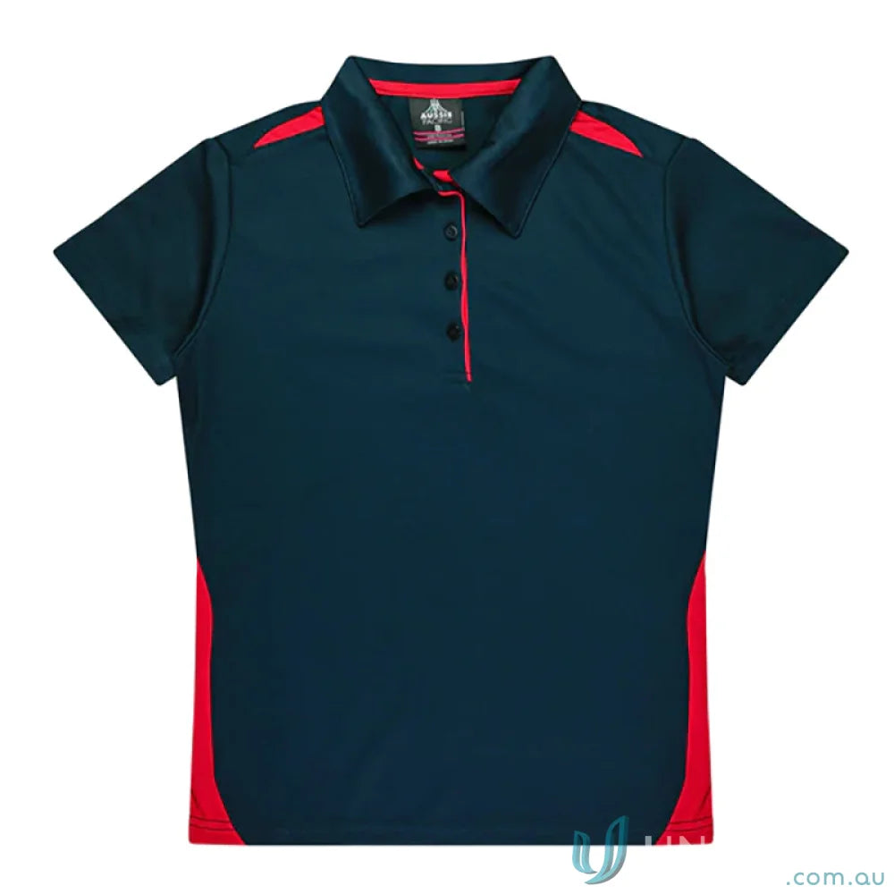 Ladies Paterson Polo in navy and red fabric perfect for uniforms or workwear