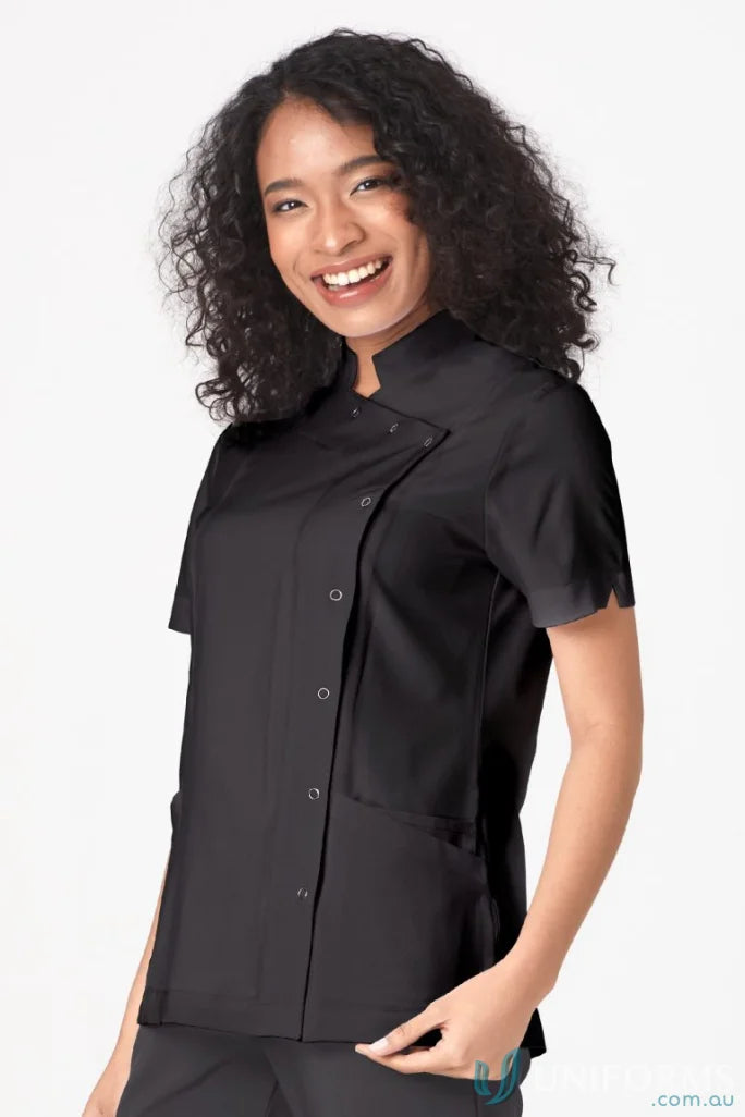 Black short-sleeved Ladies Pharmacy Dental Tunic perfect for CA22T pharmacy medical reception roles