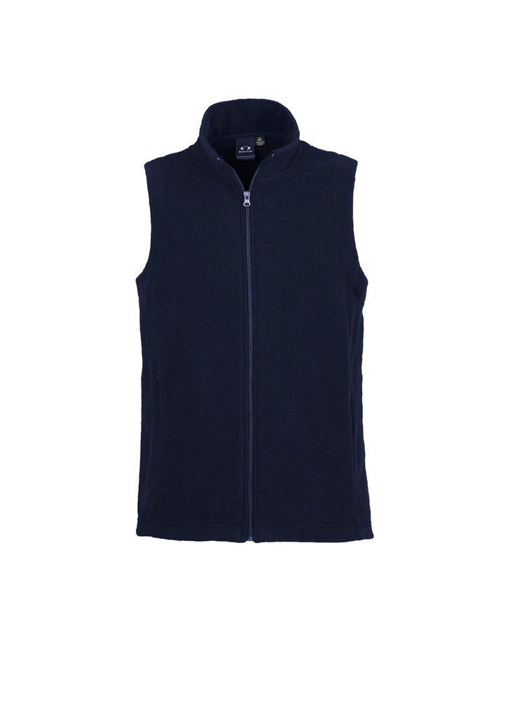 Biz collection womens plain vest pf905 navy micro fleece with zipper collar