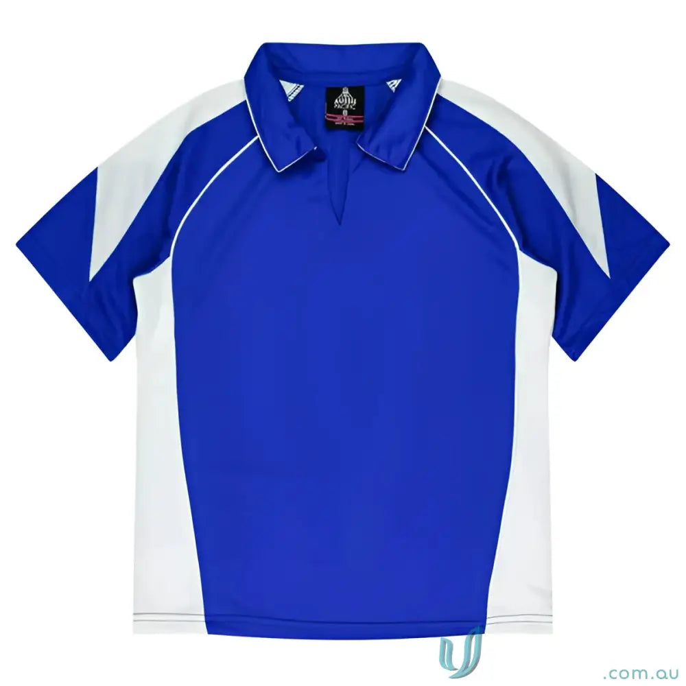 Ladies Premier Polo shirt in blue and white fabric perfect for uniforms or workwear