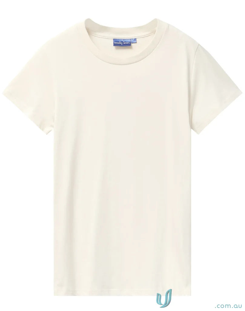 Plain off-white Ladies Premium Brighton Tee made from comfy combed cotton fabric