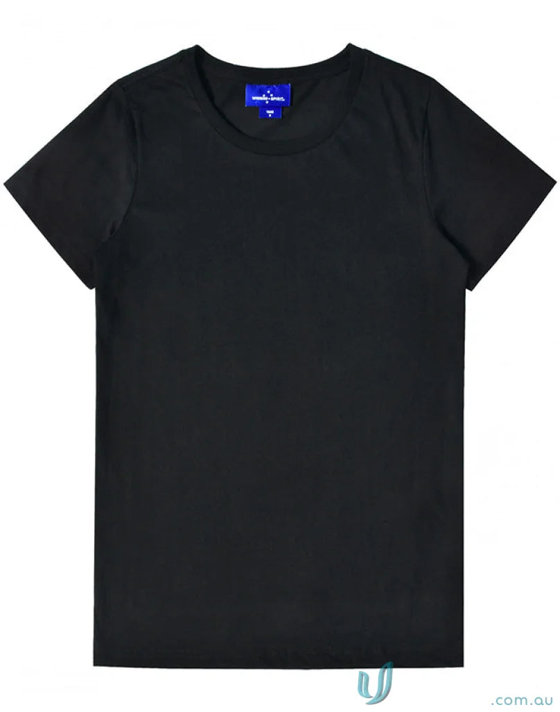 Black crew neck T-shirt from Ladies Premium Brighton Tee made of combed cotton