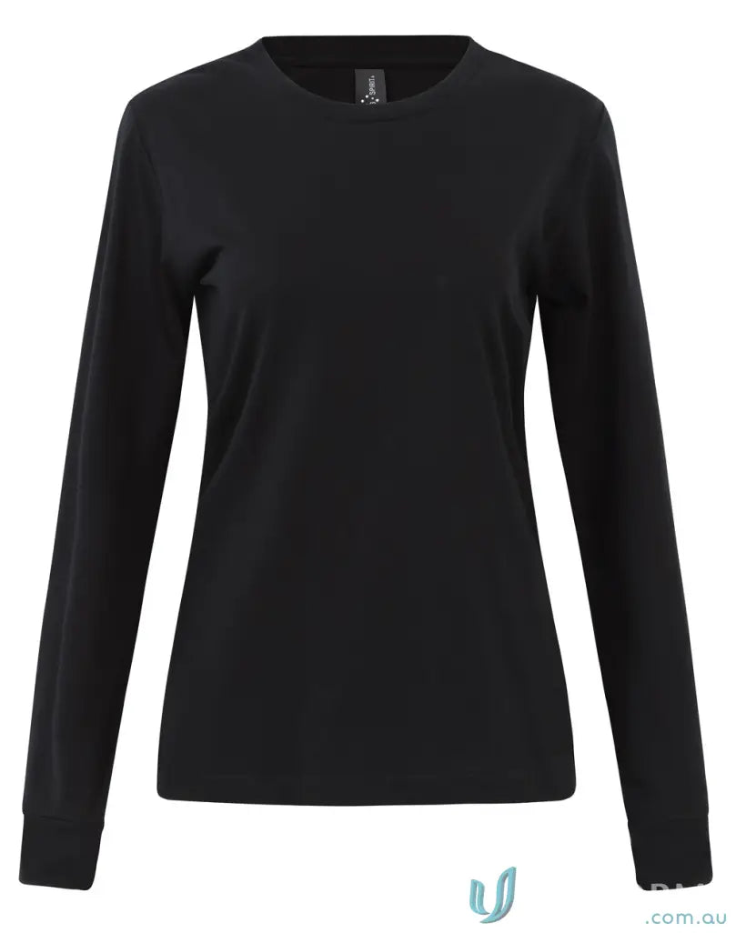 Black long-sleeved cotton face tee for ladies, premium cotton face TS48 style