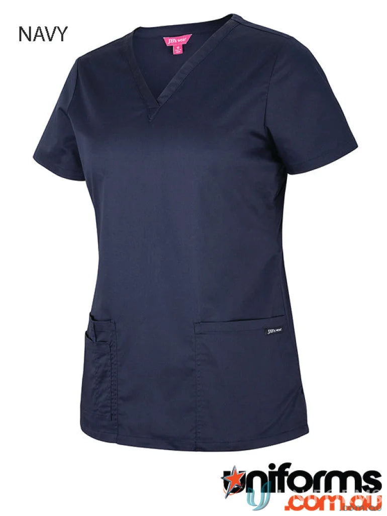 Navy blue ladies premium scrub top with flattering fit from JB’s Ladies collection
