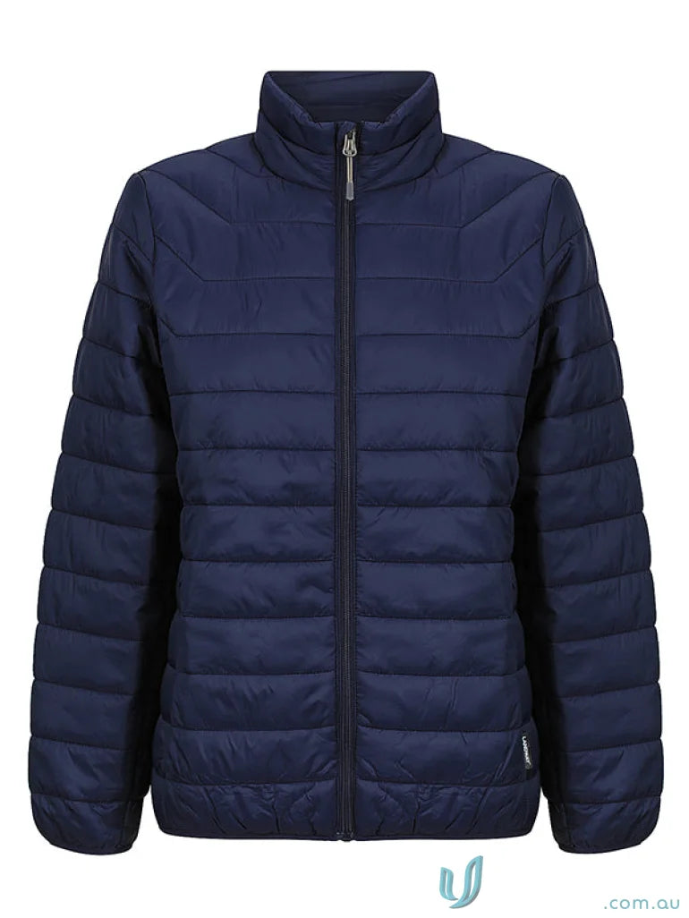 Navy blue quilted puffer jacket for ladies stay warm L7682 Ladies Puffer style