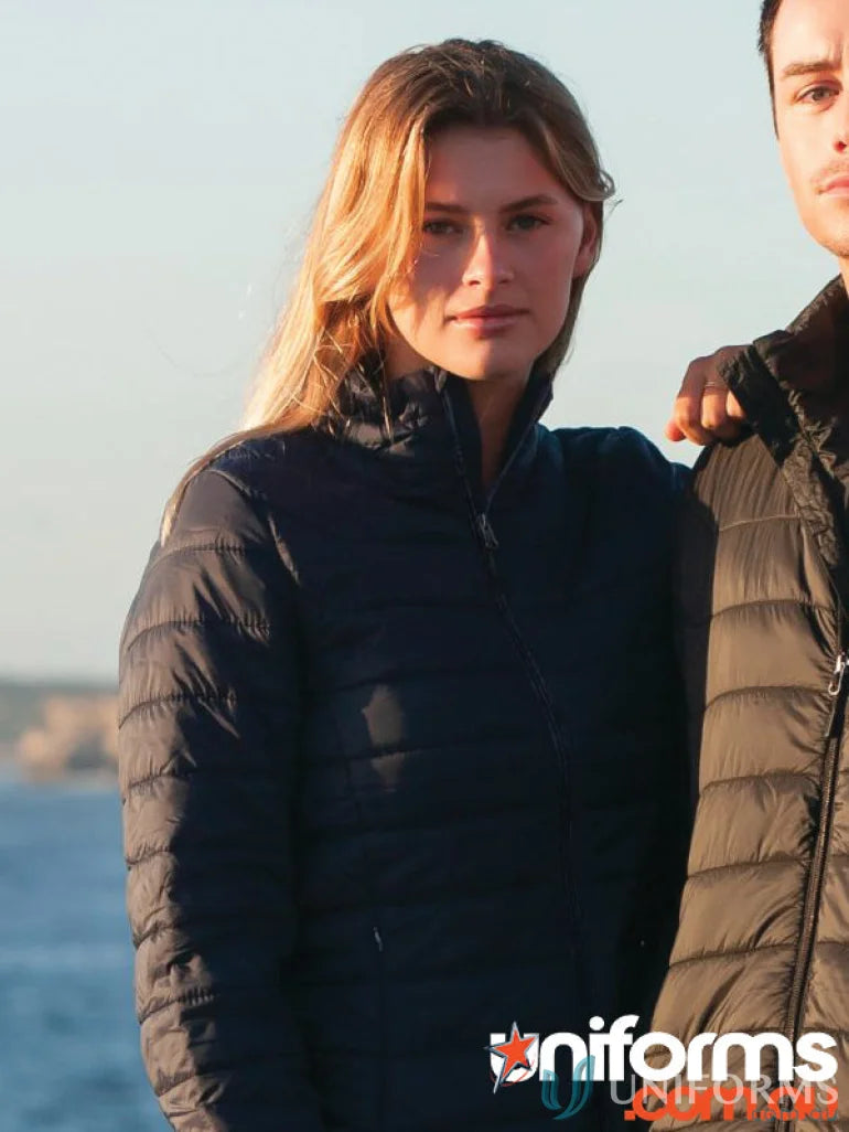 Padded black ladies puffer jacket l7682 ladies puffer stay warm and stylish