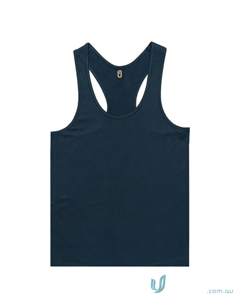 Dark blue Ladies Racer Back Singlet tank top, perfect fit, measure your size and length