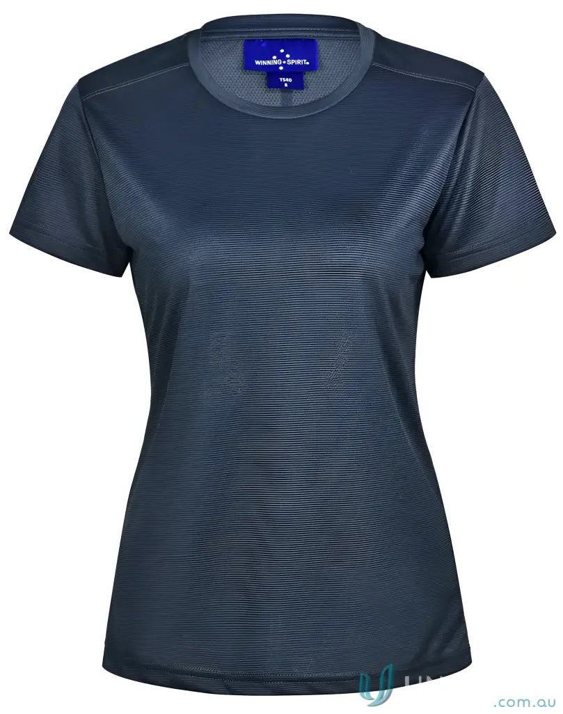 Women’s dark gray RapidCool Ultra Light Tee with textured fabric and crew neck