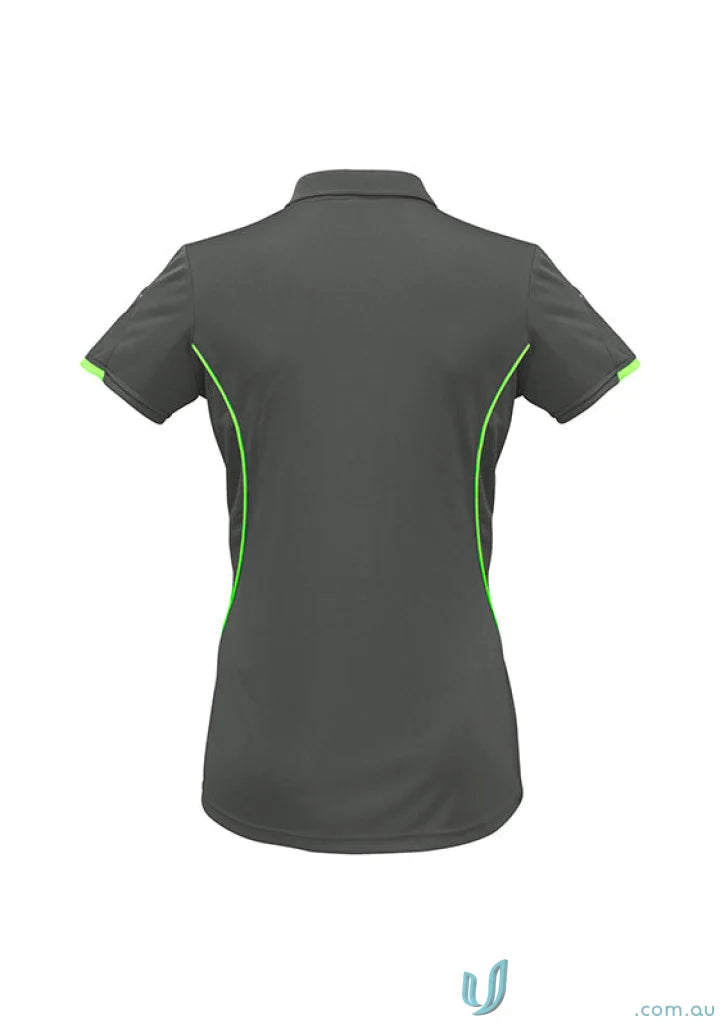 Ladies Razor Polo from Biz Collection Ladies with dark grey and bright green piping