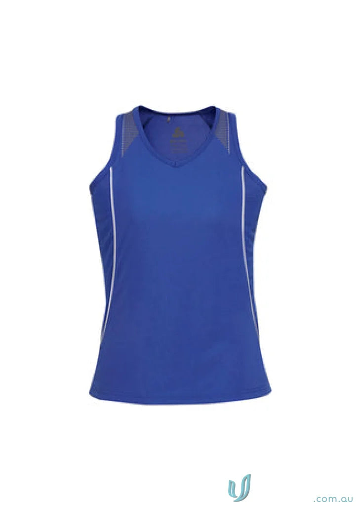 Blue athletic tank top from Ladies Razor Singlet SG407L Biz Collection ladies razor