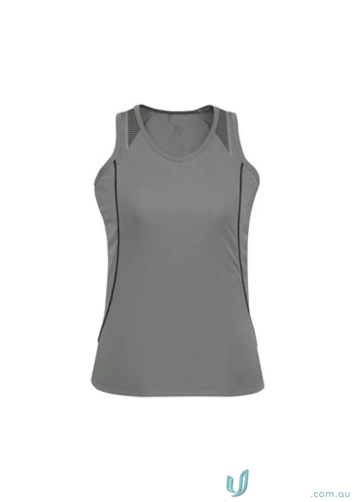 Gray sleeveless athletic top from Ladies Razor Singlet SG407L Biz Collection ladies razor