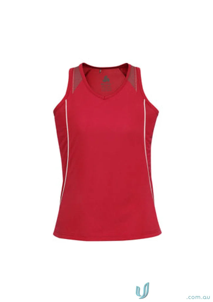 Red athletic tank top from Ladies Razor Singlet SG407L Biz Collection ladies Razor