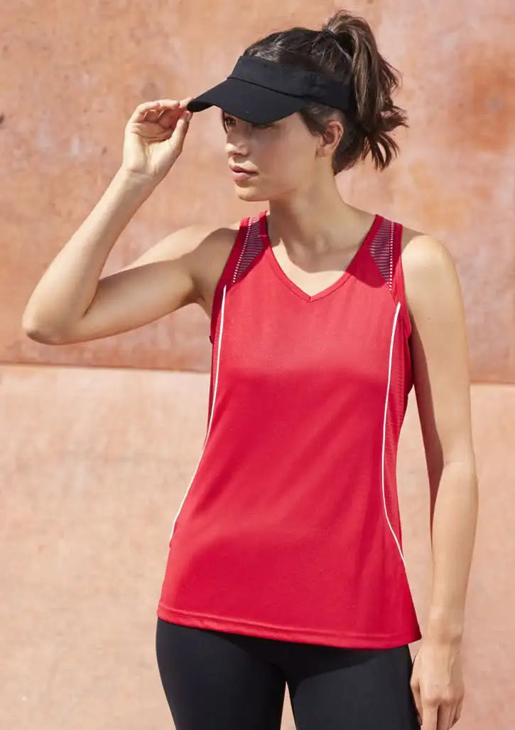 Ladies Razor Singlet sg407l Biz Collection red athletic tank top for women