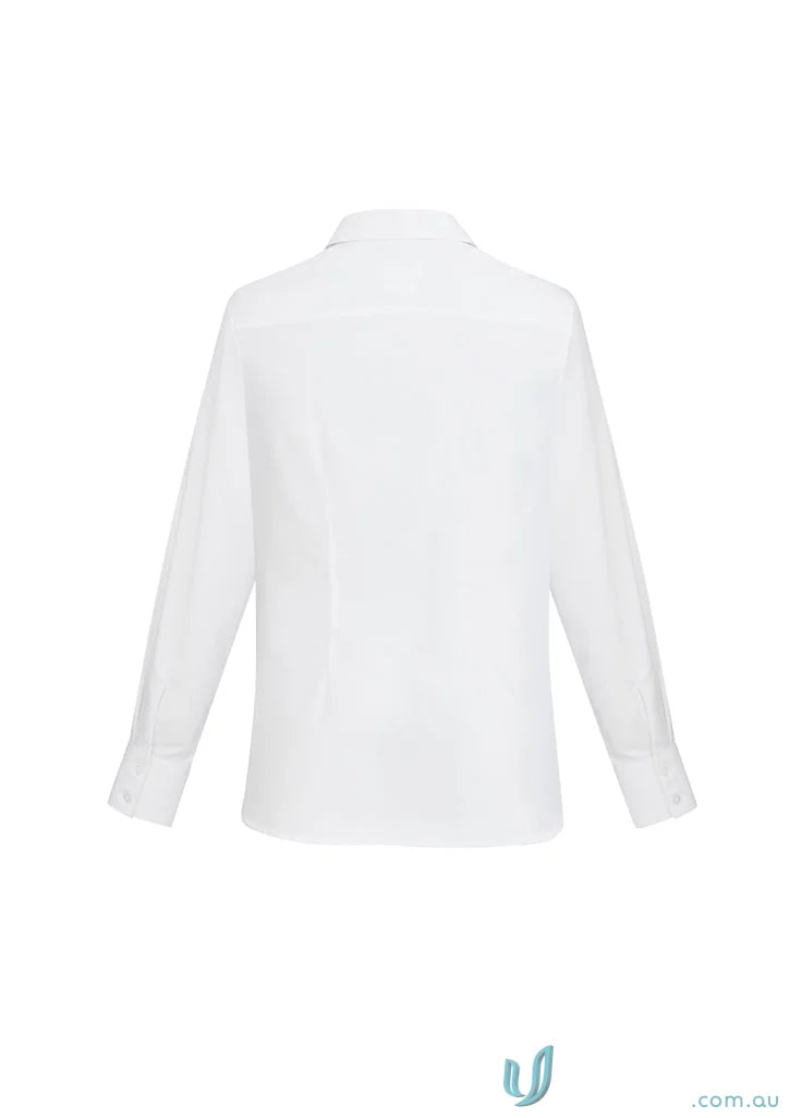 Ladies Regent Cotton LS Shirt with subtle herringbone weave in advanced performance fabric