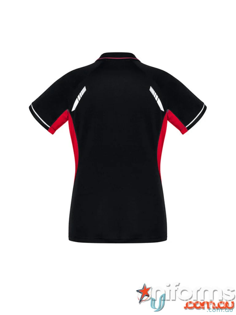 Ladies Renegade Polo in black and red from Biz Collection P700LS Biz