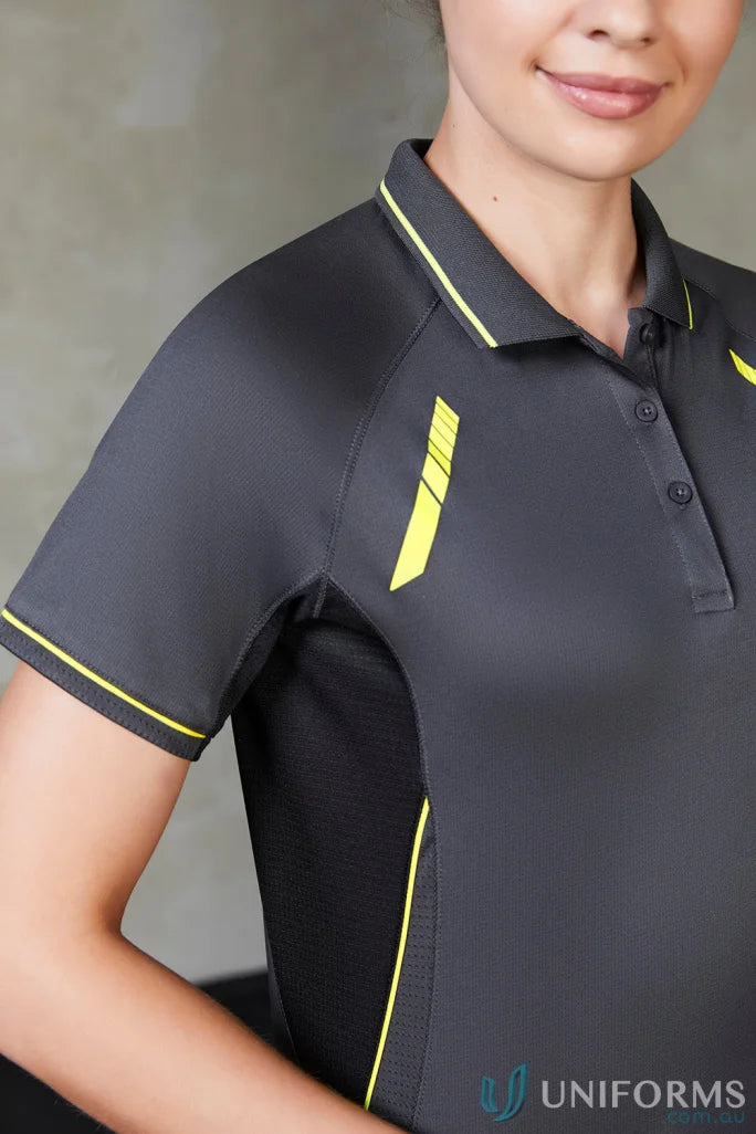 Gray and yellow Ladies Renegade Polo from Biz Collection P700LS Biz