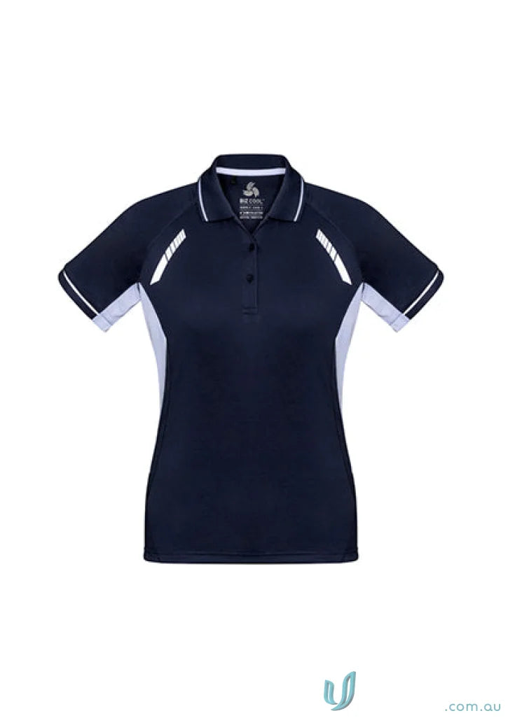 Ladies Renegade Polo navy and white shirt from Biz Collection P700LS Biz
