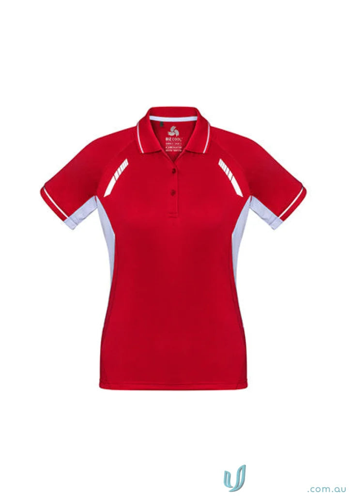 Red and white Ladies Renegade Polo shirt from Biz Collection p700ls biz collection