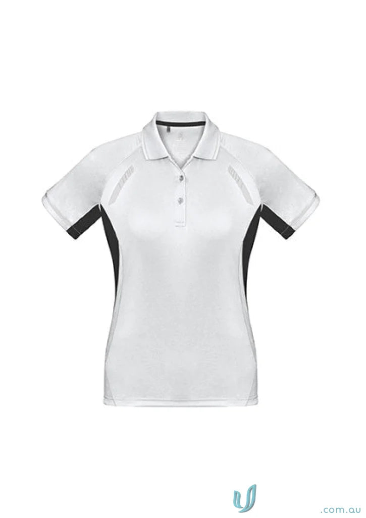 White and black Ladies Renegade Polo from Biz Collection p700ls biz, stylish and comfy