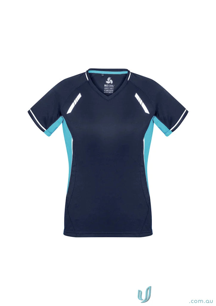 Navy and light blue Ladies Renegade Tee from Biz Collection Ladies short sleeve athletic shirt
