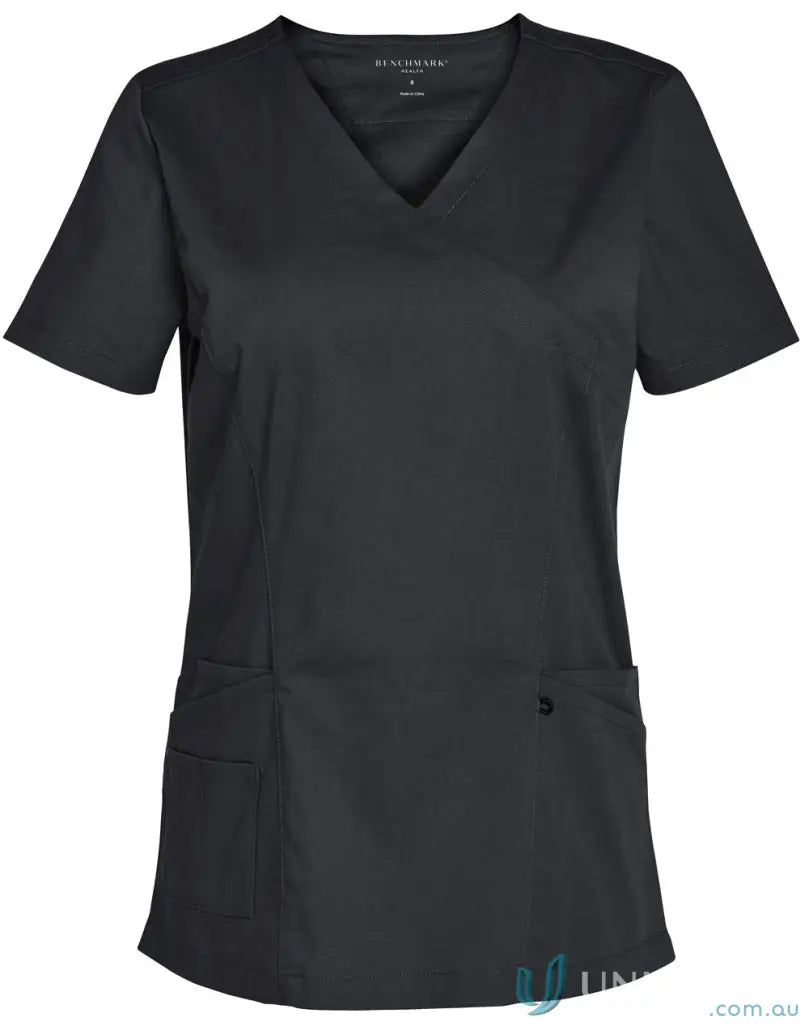 Black V-neck scrub top from Winning Spirit Ladies Scrub for healthcare professionals
