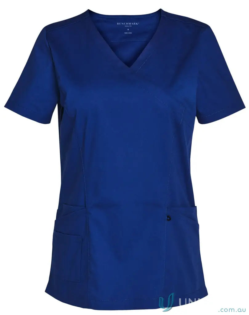 Blue V-neck scrub top from Winning Spirit Ladies for healthcare professionals