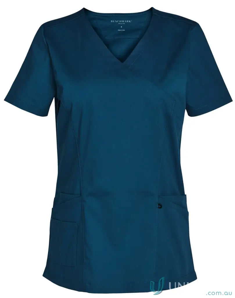 Teal V-neck scrub top from Winning Spirit Ladies Scrub collection for healthcare professionals