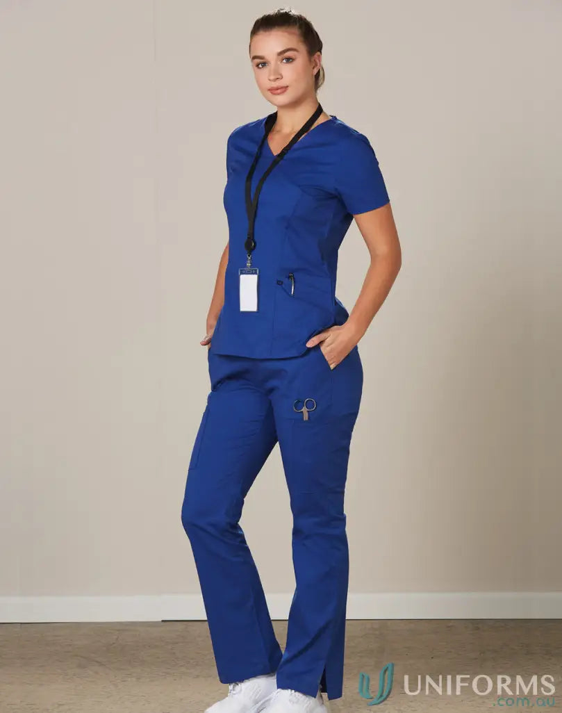 Winning spirit ladies healthcare professionals in royal blue spirit ladies scrub set